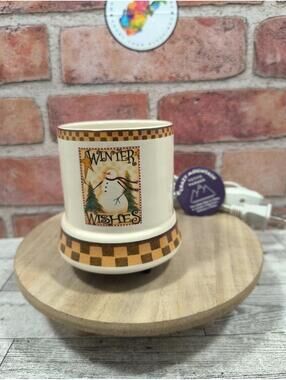 Crazy Mountain Winter Wishes Snowman Electric Votive Candle Warmer NWT